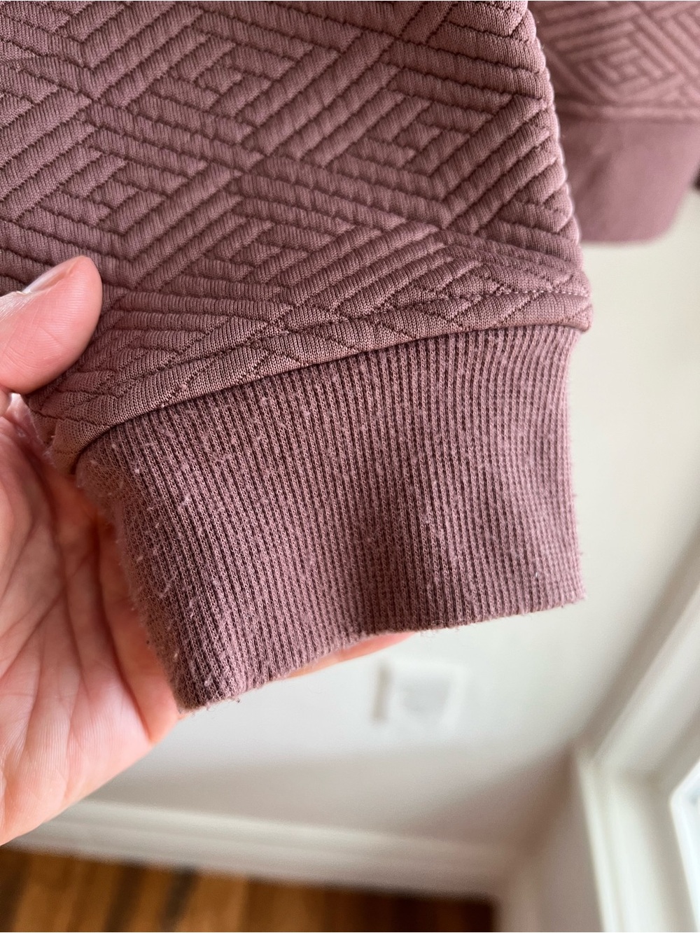 ThirdLove Quilted Zip Hoodie in Mauve - Picture 6 of 13